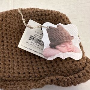 Mud Pie Knit Newborn Fedora Brown Crochet Hat Photo
